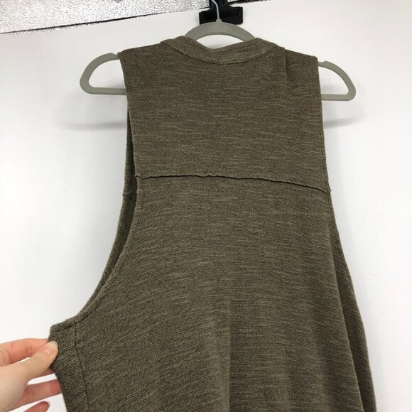 Free People Highway Vest in olive green Heathered knit studded neck LG - Picture 9 of 16
